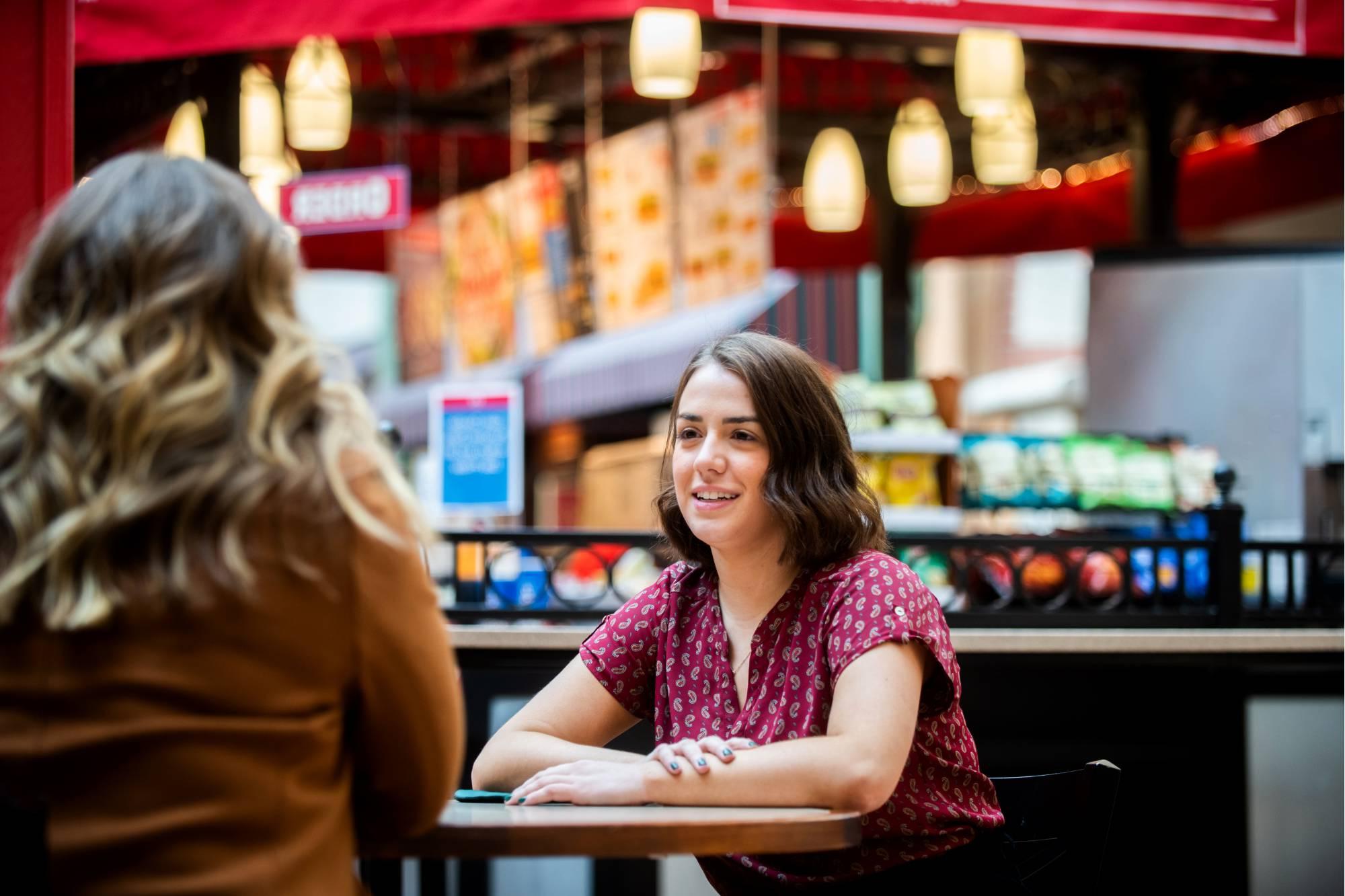 A GVSU student gets lunch in the Richard M. DeVos Center.